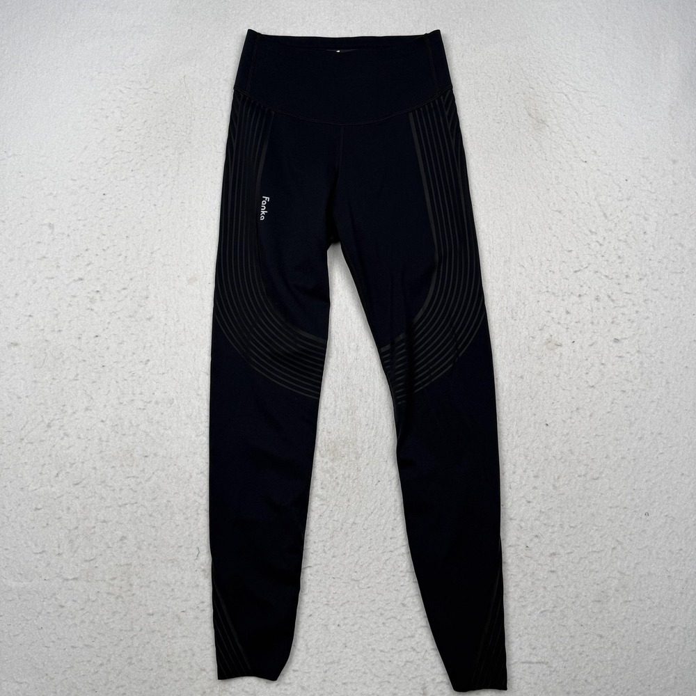 Fanka Leggings Womens Small Black Lift N Curve Compression Stripe Yoga Athletic